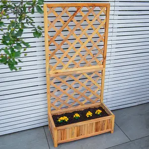 Woodside Aldburgh Wooden Garden Planter with Trellis