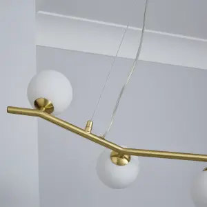 Inlight Fortuna pendant Satin Brass effect 5 Lamp LED Pendant ceiling light, (Dia)800mm