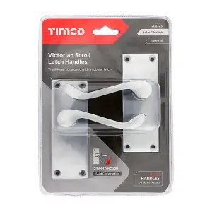 Timco - Victorian Scroll Latch Handles - Satin Chrome (Size 114 x 42 - 2 Pieces)