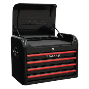 Retro Style Topchest, Mid-Box & Rollcab Combination 10 Drawer Black&Red (Sealey AP28COMBO2BR)