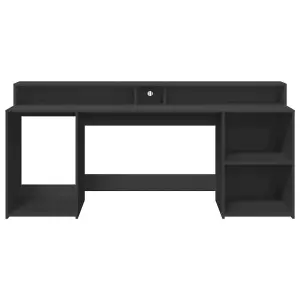 Berkfield Desk with LED Lights Black 200x55x91 cm Engineered Wood