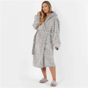 Brentfords Teddy Marl Dressing Gown - Charcoal