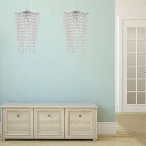 First Choice Lighting Set of 2 Cleared Jewelled Waterfall Light Shades