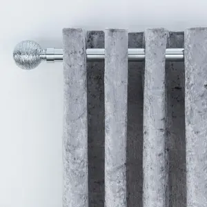 A.Unique Home Etched Ball Metal Extendable Curtain Pole with Rings and Fittings (25/28mm) - Nickel, 70cm - 120cm Approx