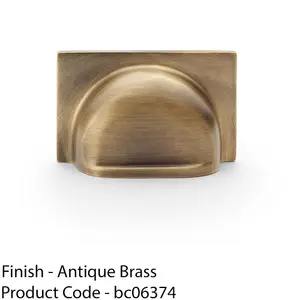 Backplate Cup Handle - Antique Brass 40mm Centres Solid Brass Shaker Drawer Pull