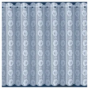 White Floral Textured Voile Louvre Vertical Pleated Window Blind Panel - 72" x 72"