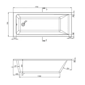 Dezine Florence 1700 x 700mm Straight Bath