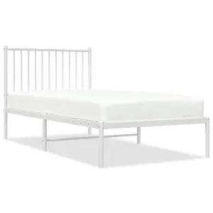 Berkfield Metal Bed Frame with Headboard White 90x190 cm 3FT Single