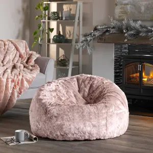 icon Hacienda Classic Faux Fur Bean Bag Chair Light Pink