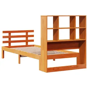 Berkfield Bookcase Bed without Mattress Wax Brown 75x190 cm Small Single Solid Wood Pine