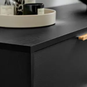 Furniturebox UK Ivala Black & Copper Effect Chest of 6 Drawers