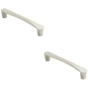 2 PACK - Curved D Shape Pull Handle 181 x 20mm 160mm Fixing Centres Satin Nickel