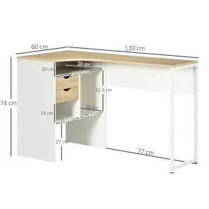 HOMCOM L-Shaped Corner Computer Desk Study Table w/ Storage Shelf - Oak