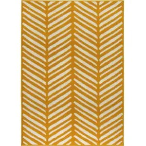 Maestro Collection Herringbone Design Rug in Ochre