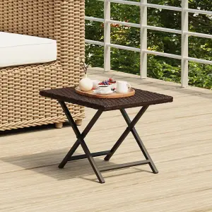 Berkfield Folding Table Brown 45x35x32 cm Poly Rattan