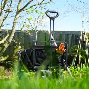 Folding Garden Trolley with Large Wheels and Removable Fabric, Ideal for Festivals, Camping, Black - Maximum Load 100kg