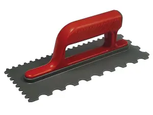 Faithfull - Notched Trowel V 4mm & Round 7mm Plastic Handle 11 x 4.1/2in