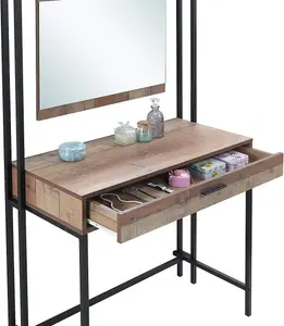 Stretton Urban Bedroom Dressing Vanity Makeup Table Mirror & Drawer Rustic Oak