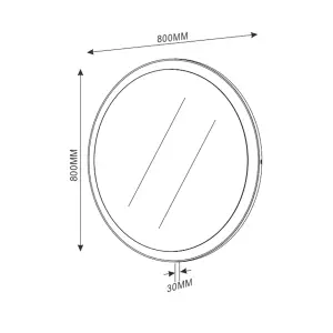 Zoe Circular Wallmounted LED Illuminated Bathroom Mirror (H)800mm (W)800mm