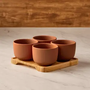 Share Round Bowls (Set of 4) Orange/Brown