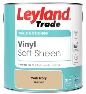 Leyland Trade Vinyl Soft Sheen Walls & Ceilings Emulsion Paint York Ivory (PPG15-07) - 2.5L