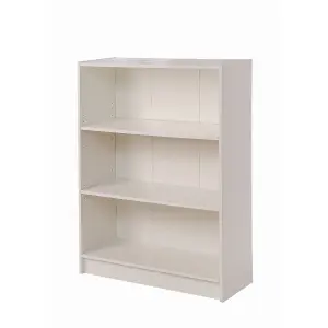 3 Tier Bookcase Wide Display Shelving Storage Unit Wood Furniture White