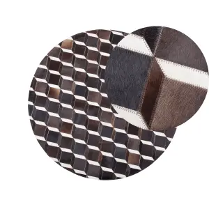 Round Cowhide Area Rug 140 cm Brown ALPKOY