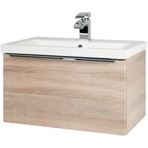 600mm Bathroom Sonoma Oak Wall Mounted Vanity Unit and Basin (Central) - Brassware not included