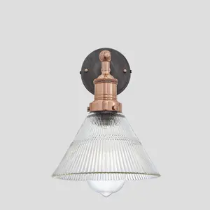 Industville Brooklyn Glass Funnel Wall Light, 7 Inch, Copper Holder