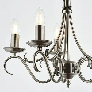 Luminosa Bernice 5 Light Multi Arm Ceiling Pendant Antique Silver, E14