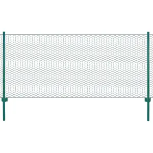 Berkfield Wire Mesh Fence with Posts Steel 25x0.5 m Green