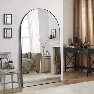 Leaner Mirror Liberty Arched Shape with Black Metal Frame- H 180 x W 110cm For Hanging in Living Room, Bedroom