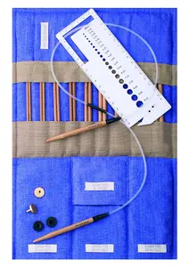 BAMB CIRC GIFT CASE - Knitting Pins: Circular: Interchangeable: Bamboo: Fabric Case: Assorted Sizes - Pony