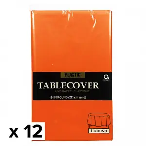 Amscan Round Plastic Tablecover (Pack Of 12) Orange Peel (213cm)