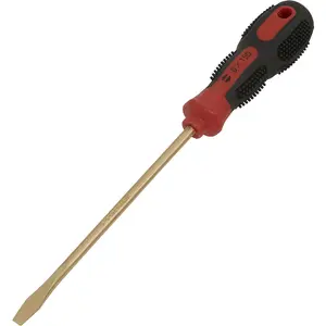 6 x 150mm Non-Sparking Slotted Screwdriver with Soft Grip Handle - Durable Die Forged Tool