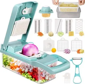 KMASHI 14 in 1 Vegetable Chopper, Multifunctional Mandoline Slicer Dicer Household Kitchen Manual Julienne Grater Cutter For Onion, Garlic, Carrot,