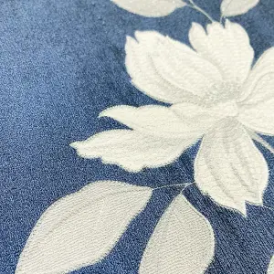 Muriva Blue Floral Mica effect Embossed Wallpaper