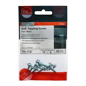 TIMCO Self-Tapping Pan Head Silver Screws - 10 x 1/2