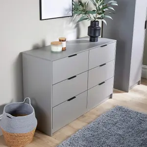 Home Source Phoenix Wide Chest 6 Drawers Grey