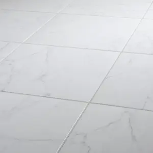 Colours Elegance White Gloss Marble effect Ceramic Indoor Wall & floor Tile, Pack of 7, (L)450mm (W)450mm