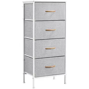 Yaheetech Fabric Chest of Drawers with 4 Drawers Light Grey