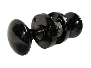 Door Knobs Round Victorian Mortice Knob Sprung - Black Nickel 56mm