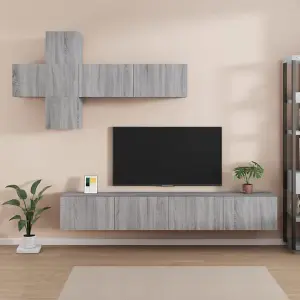 Berkfield 7 Piece TV Cabinet Set Grey Sonoma Engineered Wood