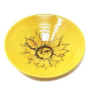 Sunflower Hand Painted Ceramic Yellow Kitchen Dining Large Conical Bowl (Diam) 37cm