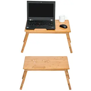 Laptop Stand - 4 angles of inclination, with drawer, storage space, 55 x 35 x 26 cm - brown