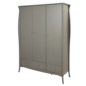 Lautner Contemporary Satin grey MDF & pine 2 Drawer Triple Wardrobe (H)1929mm (W)1433mm (D)500mm