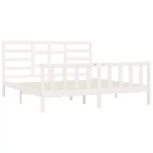 Berkfield Bed Frame White Solid Wood Pine 200x200 cm