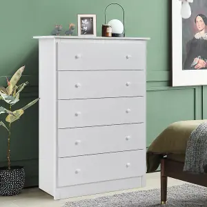 Costway 5 Drawer Dresser Modern Chest of Drawers 115cm Wooden Storage Organizer