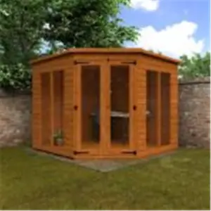 8ft x 8ft (2350mm x 2350mm) Horsforth Shiplap Corner Summerhouse With 4 Full Pane Windows (12mm Tongue and Groove Floor and Roof)