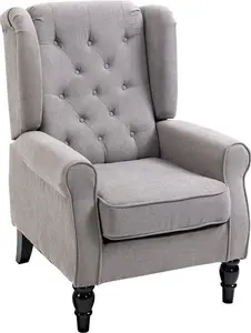 Portland Grey Retro Upholstered Wingback Armchair